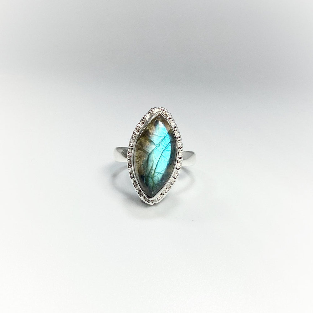 Labradorite Marquise Cut Ring - Rocks and Gems Canada