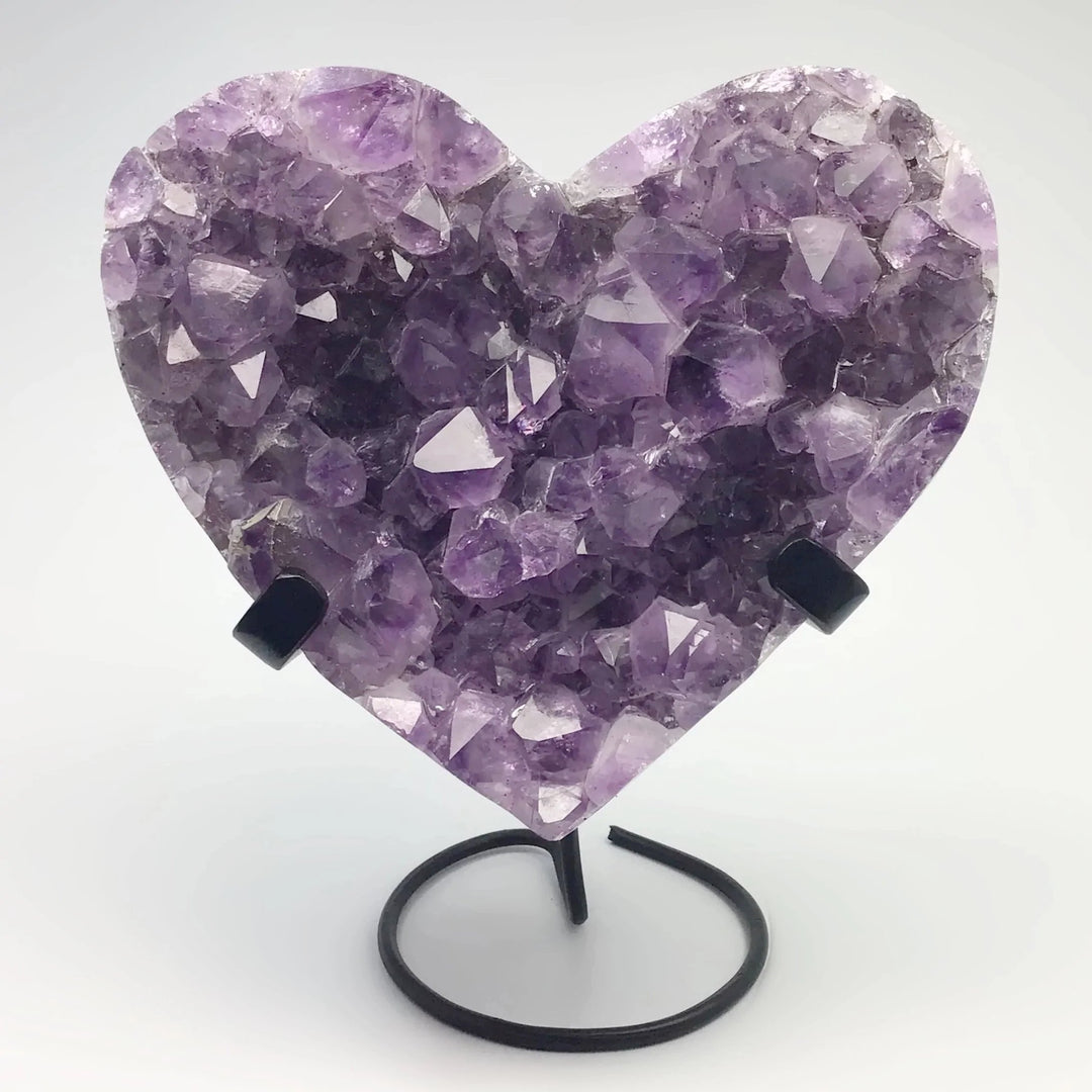 Amethyst Druze Cluster Heart On Stand - Rocks and Gems Canada