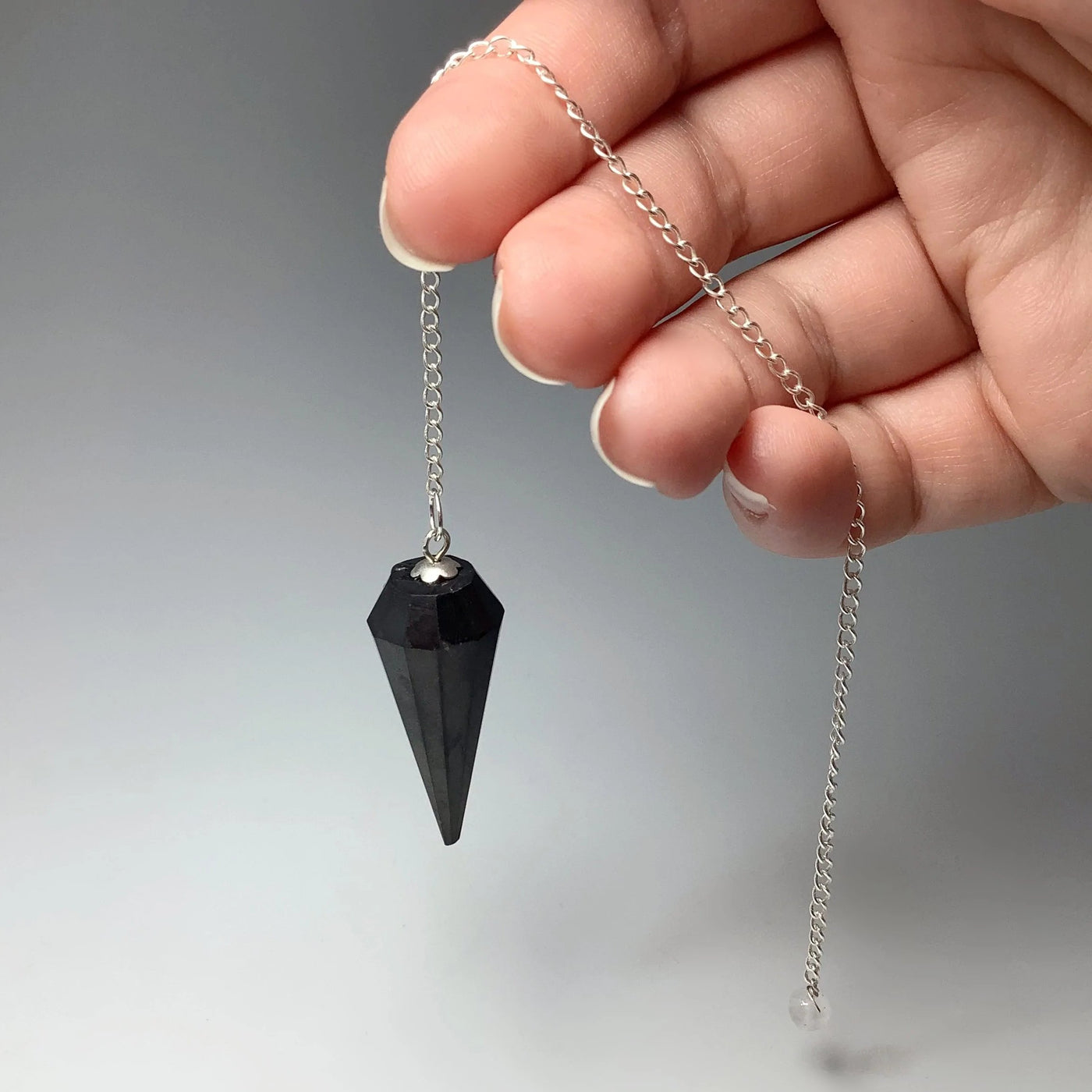 Shungite Pendulum with Quartz Bead