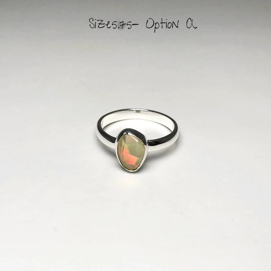 Freeform Faceted Ethiopian Fire Opal Ring - Rocks and Gems Canada