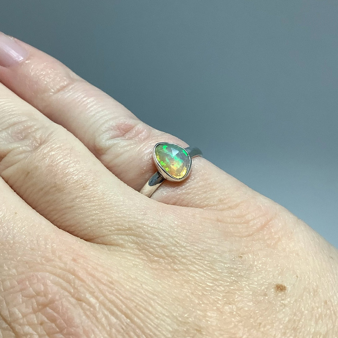 Faceted Ethiopian Fire Opal Ring - Rocks and Gems Canada