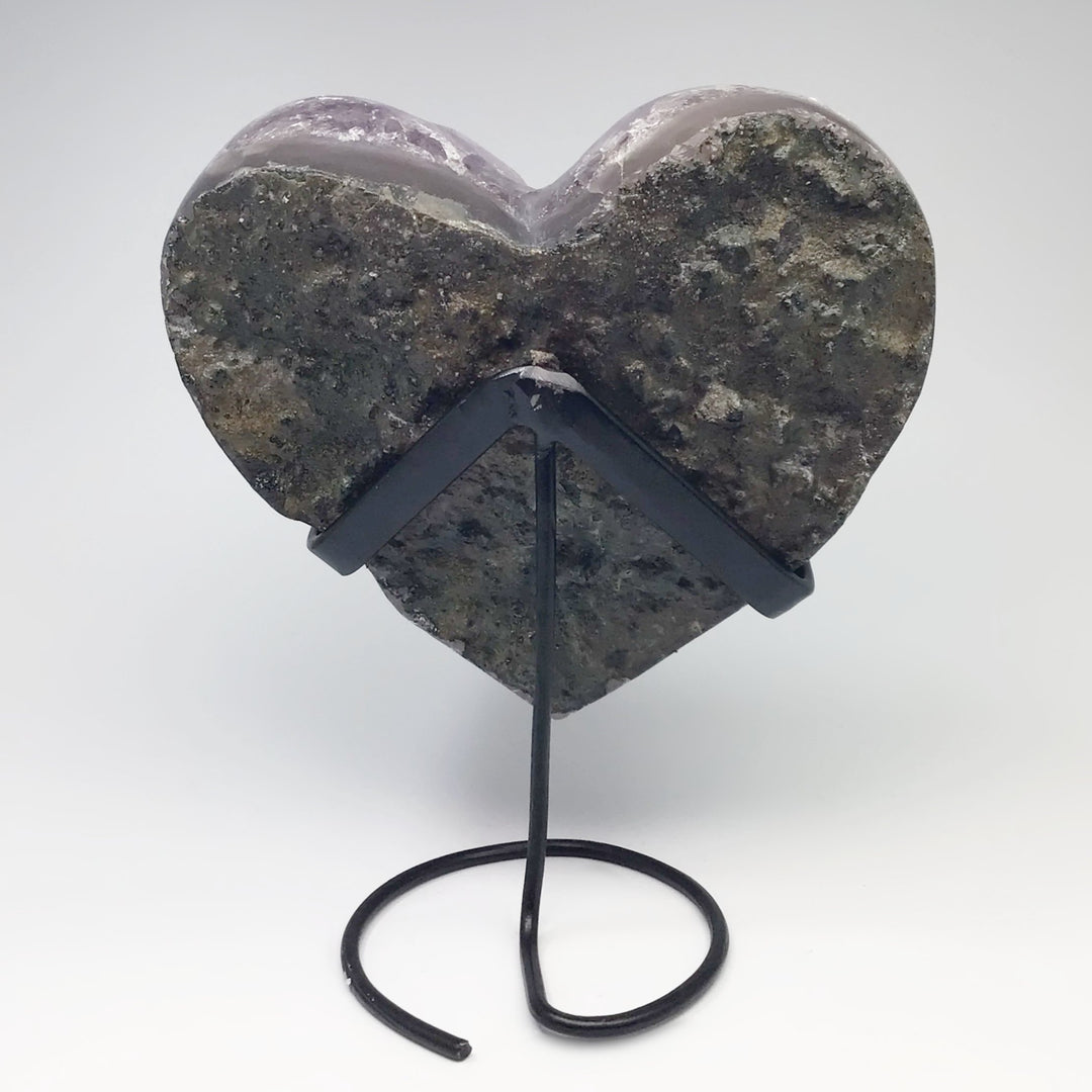 Amethyst Druze Cluster Heart On Stand - Rocks and Gems Canada