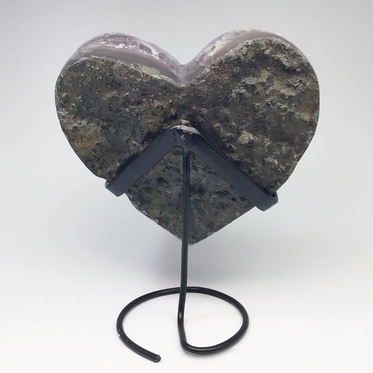 Amethyst Druze Cluster Heart On Stand - Rocks and Gems Canada