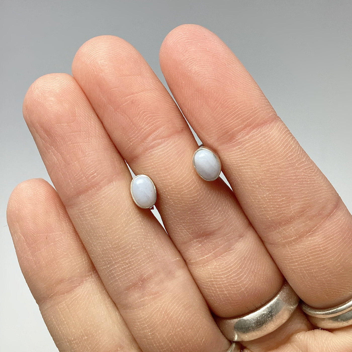 Blue Lace Agate Stud Earrings