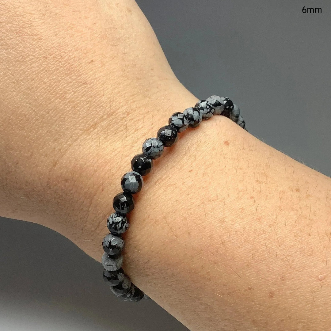 Snowflake Obsidian Faceted Beaded Bracelet - Rocks and Gems Canada