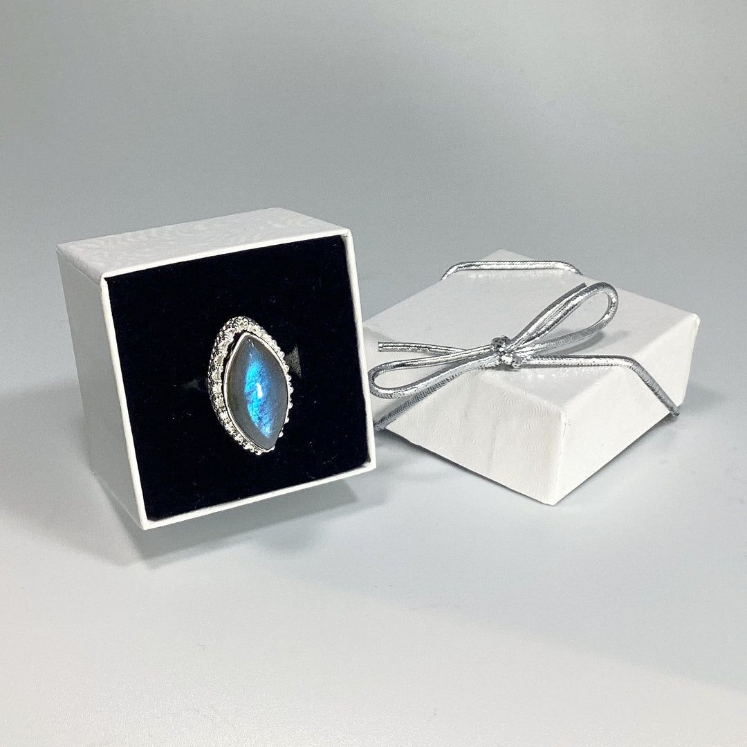 Labradorite Marquise Cut Ring - Rocks and Gems Canada