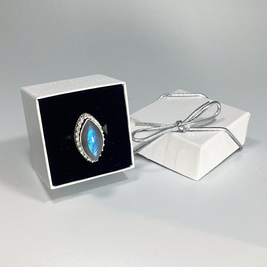 Labradorite Marquise Cut Ring - Rocks and Gems Canada