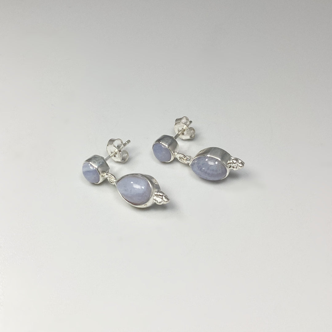 Blue Lace Agate Stud Earrings - Rocks and Gems Canada