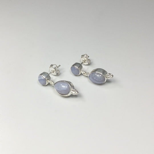 Blue Lace Agate Stud Earrings - Rocks and Gems Canada