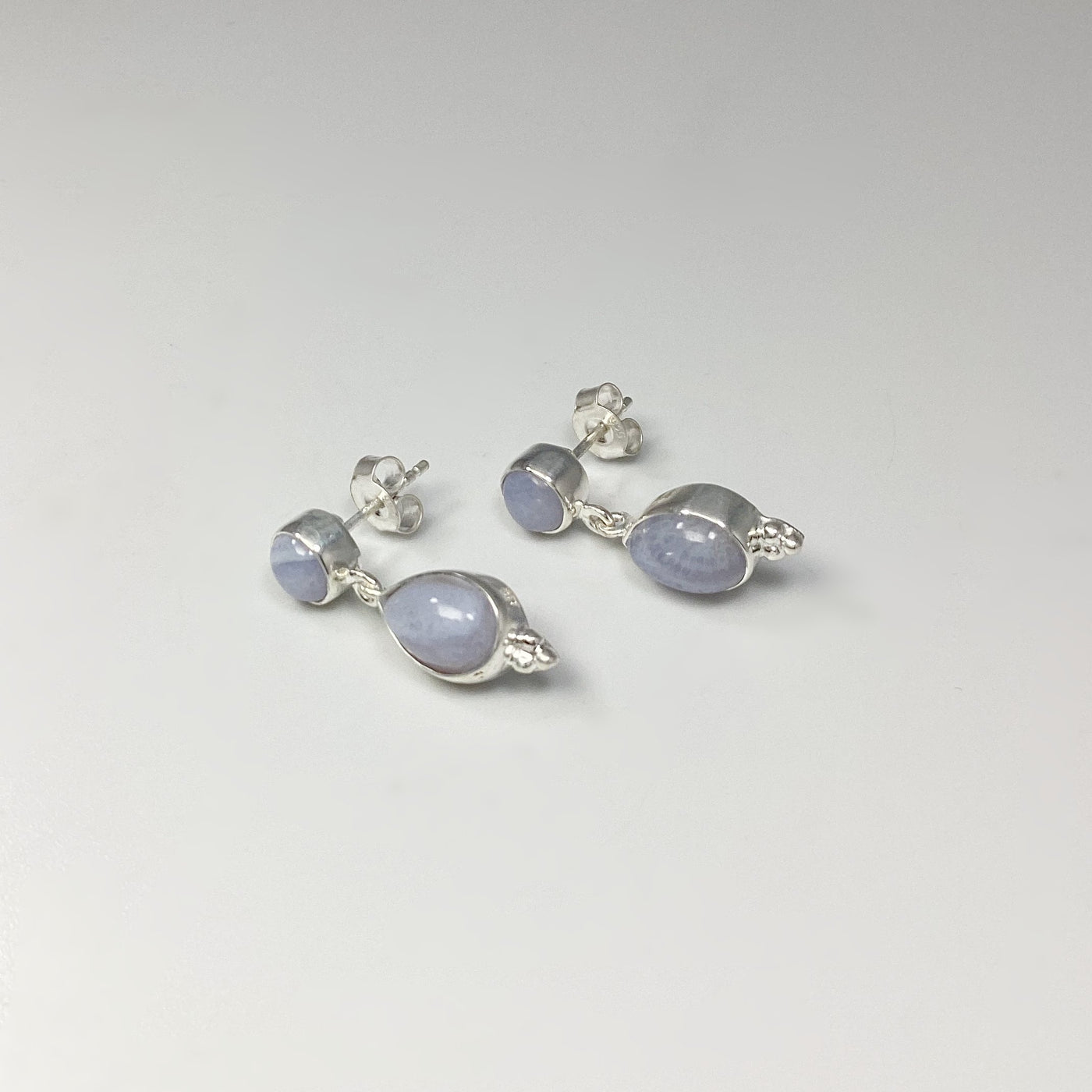 Blue Lace Agate Stud Earrings