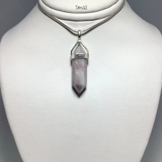 Quartz with Pink Tourmaline Double Terminated Point Pendant - Rocks and Gems Canada