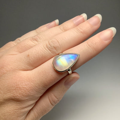 Rainbow Moonstone Ring - Size 8