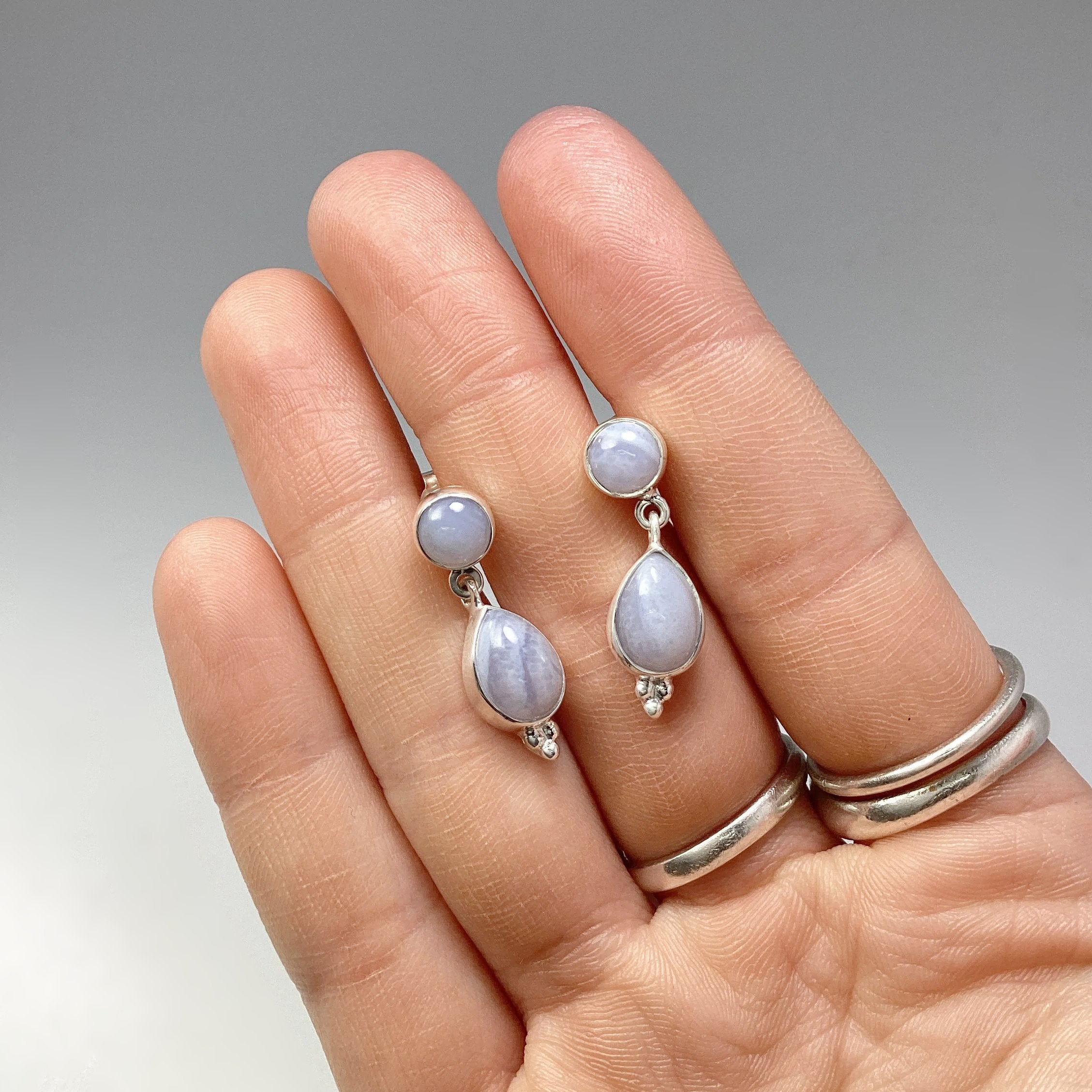Blue Lace Agate Stud Earrings - Rocks and Gems Canada