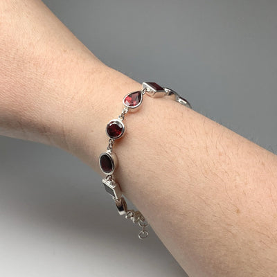 Garnet Sterling Silver Bracelet