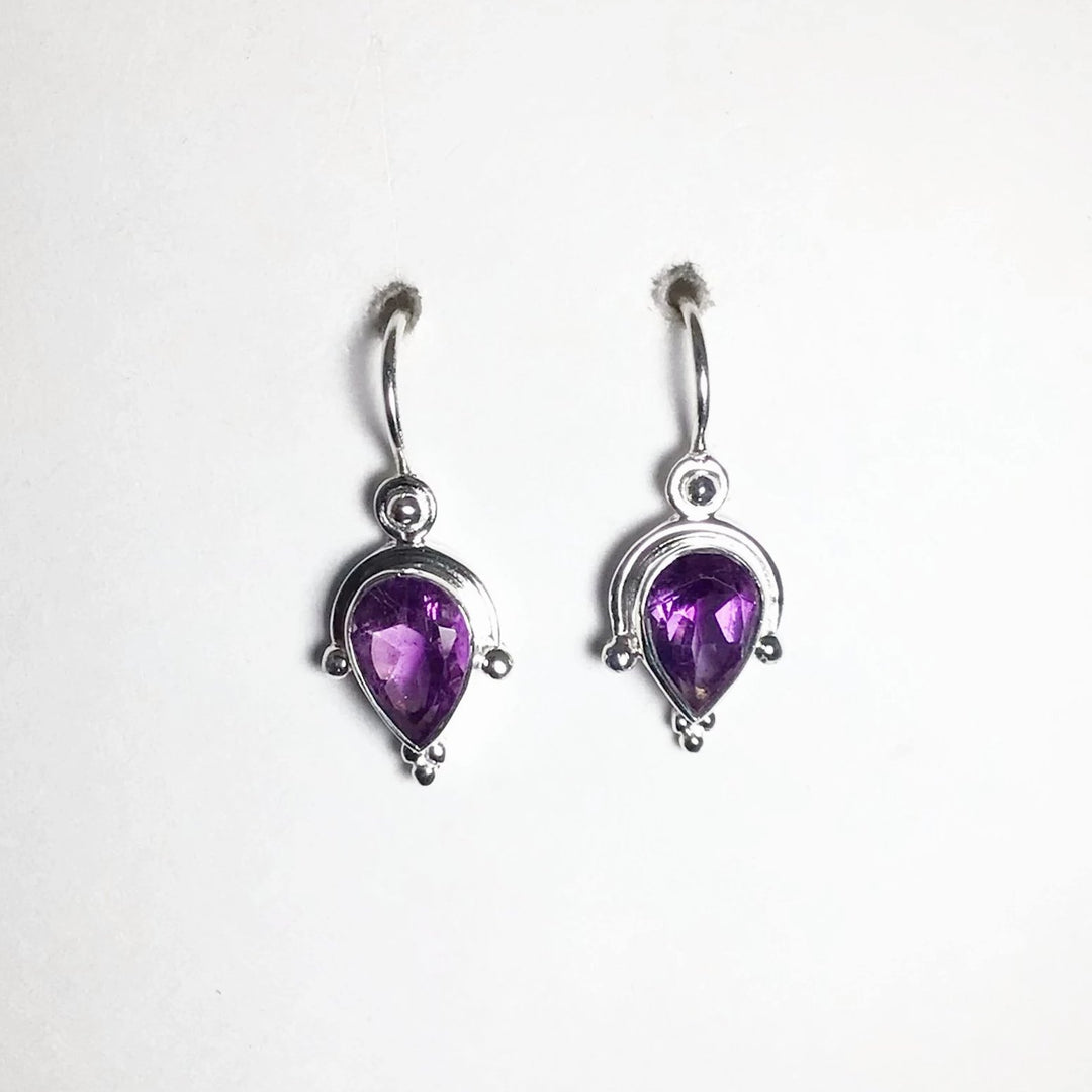 Amethyst Faceted Dangle Earrings - Rocks and Gems Canada