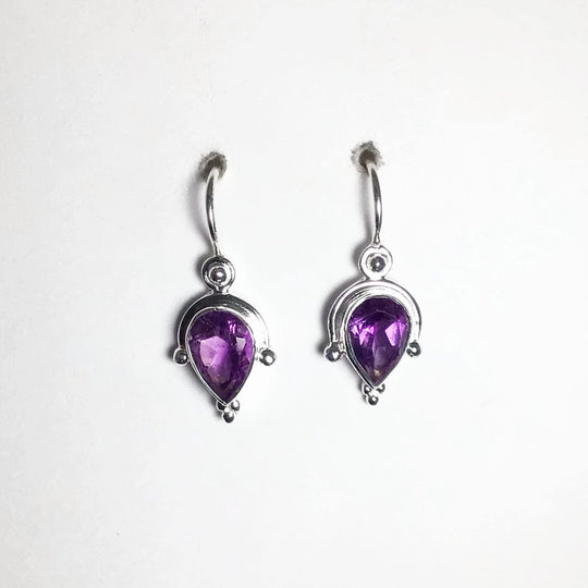 Amethyst Faceted Dangle Earrings - Rocks and Gems Canada