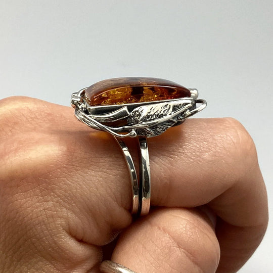 Cognac Amber Ring - Rocks and Gems Canada