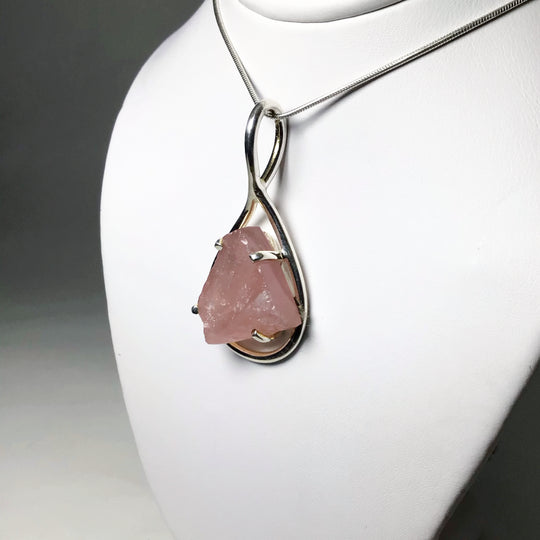 Raw Rose Quartz Pendant - Rocks and Gems Canada
