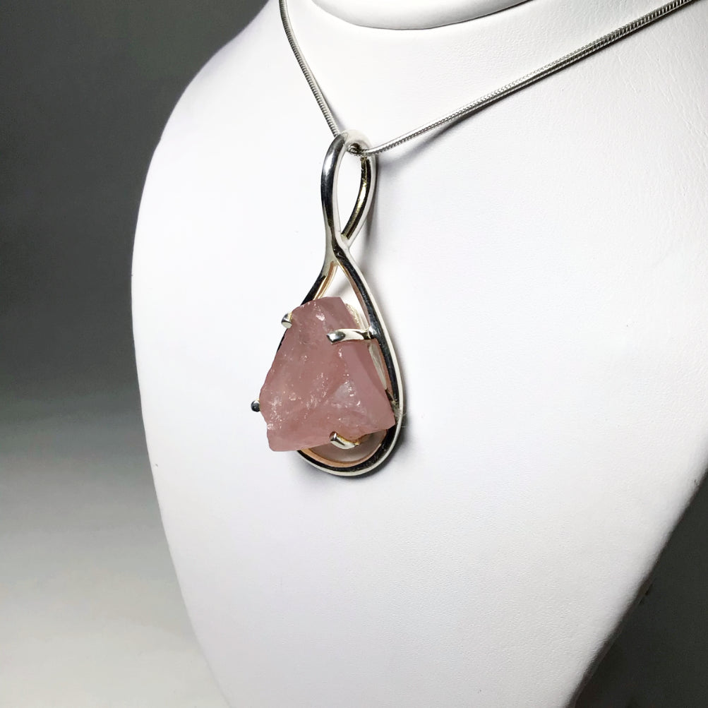 Raw Rose Quartz Pendant