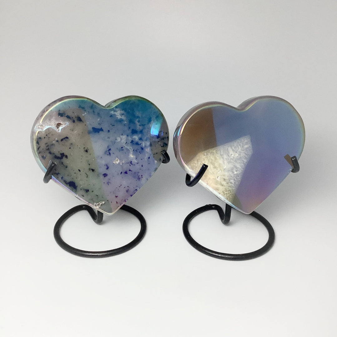 Rainbow Agate Heart on Stand - Rocks and Gems Canada