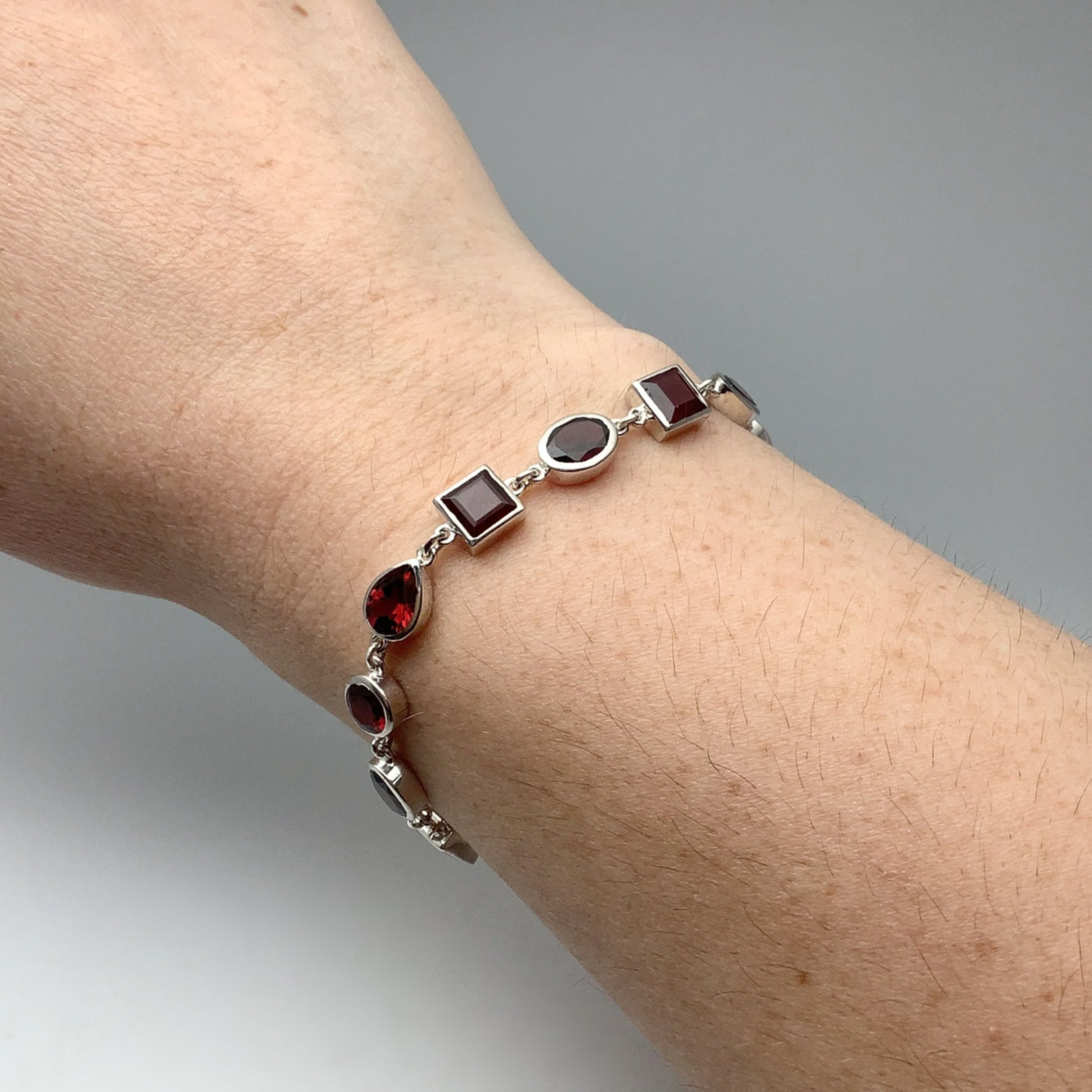 Garnet Sterling Silver Bracelet