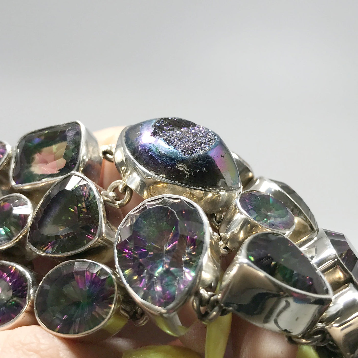 Mystic Topaz and Druzy Necklace and Earrings Set