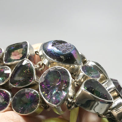 Mystic Topaz and Druzy Necklace and Earrings Set