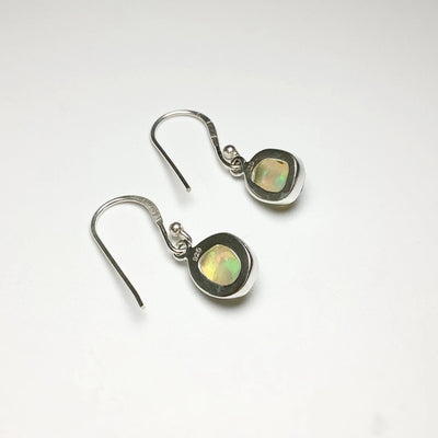 Ethiopian Fire Opal Freeform Faceted Dangle Earrings