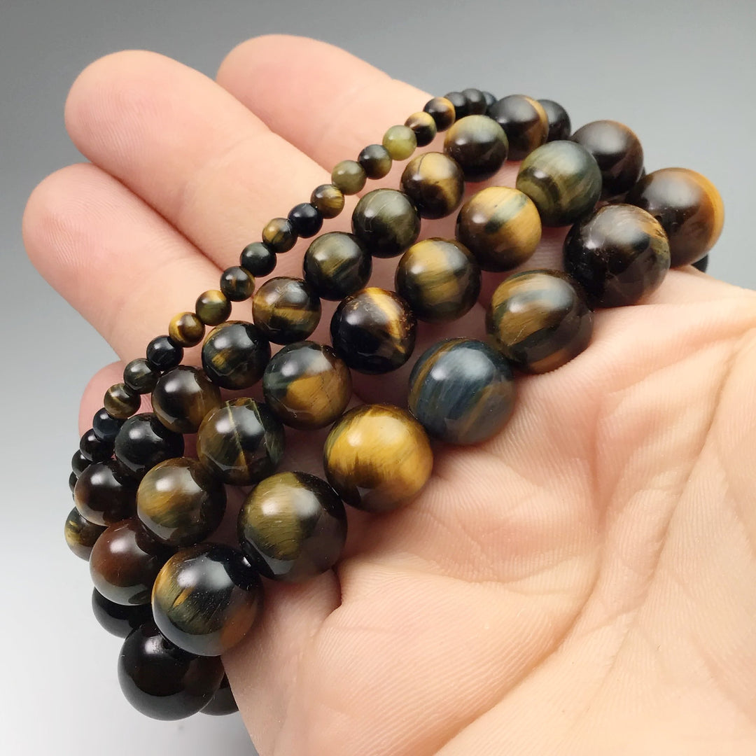 Blue Gold Tiger Eye Beaded Bracelet - Rocks and Gems Canada
