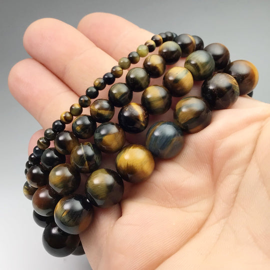 Blue Gold Tiger Eye Beaded Bracelet - Rocks and Gems Canada