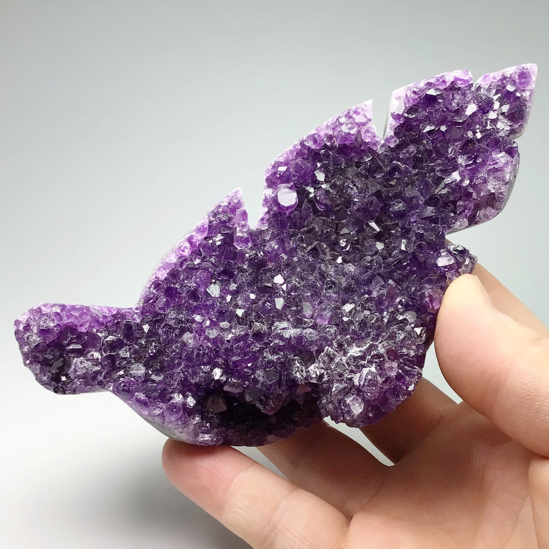 Amethyst Druze Cluster Leaf Carving - Rocks and Gems Canada