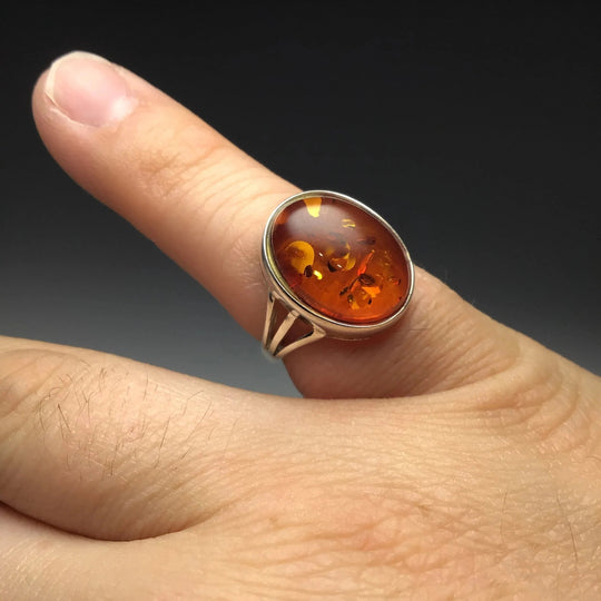 Cognac Amber Ring - Rocks and Gems Canada
