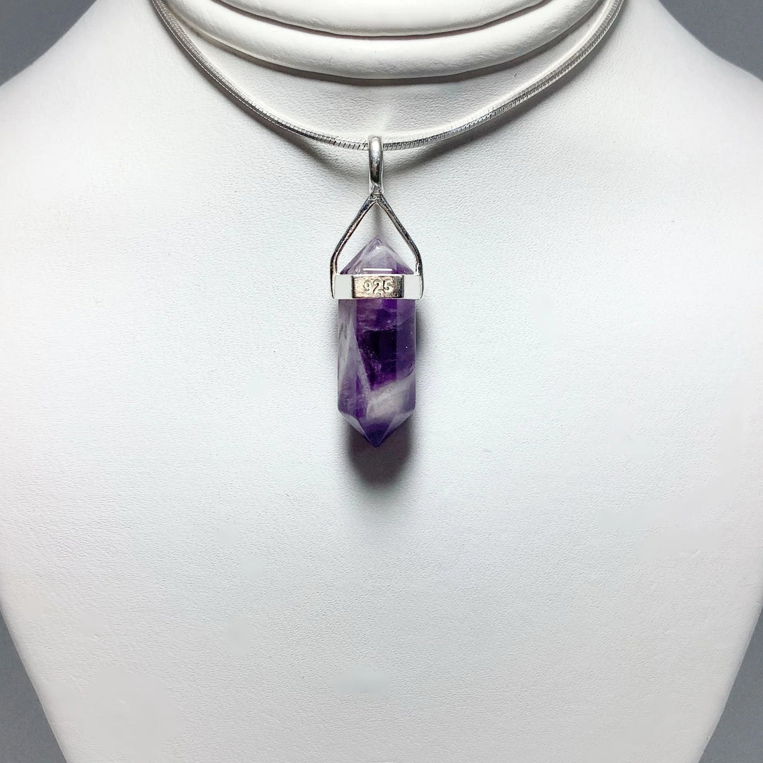 Chevron Amethyst Double Terminated Point Pendant - Rocks and Gems Canada