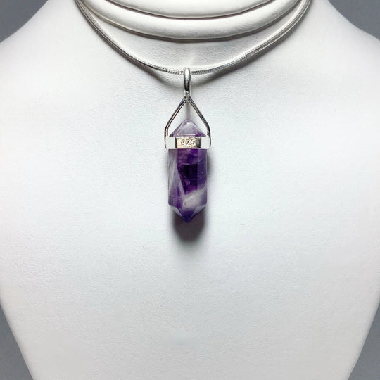 Chevron Amethyst Double Terminated Point Pendant - Rocks and Gems Canada