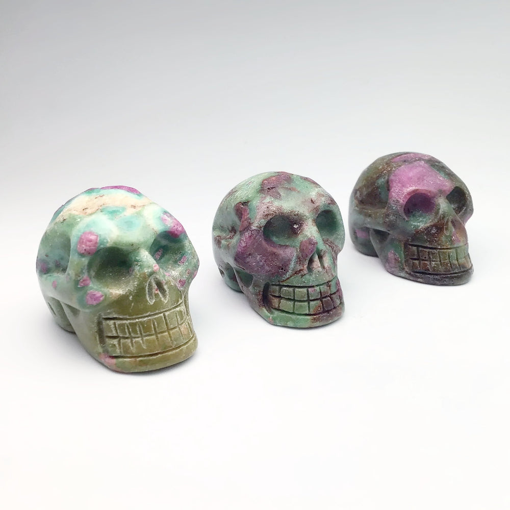 Carved Ruby Fuchsite Skull - Rocks and Gems Canada