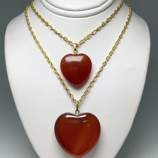 Carnelian Agate Heart Pendant - Gold Finish Bail - Rocks and Gems Canada