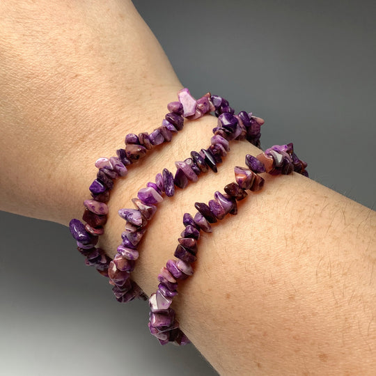 Purple Crazy Lace Agate Chip Beaded Bracelet - Rocks and Gems Canada