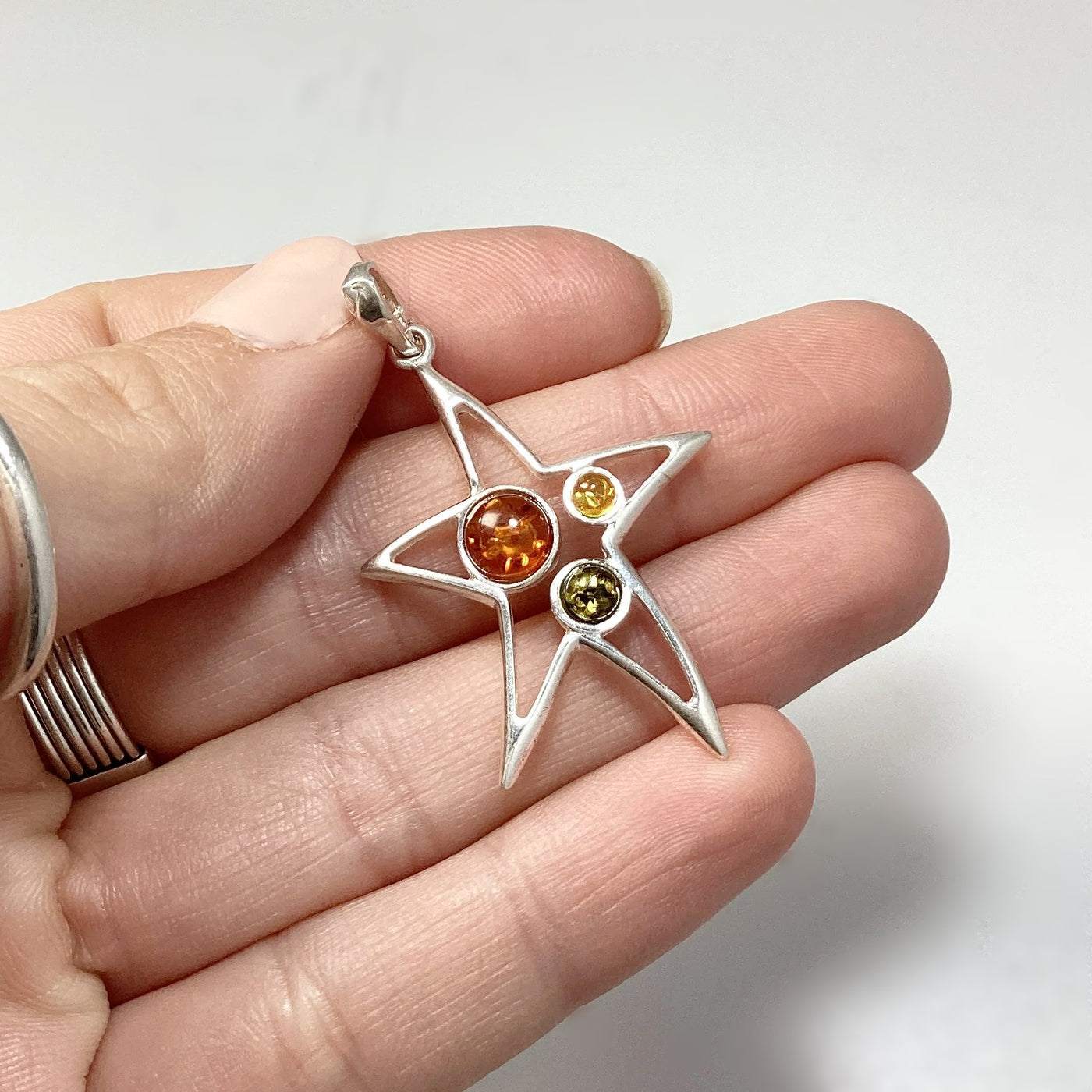 Mixed Amber Star Pendant