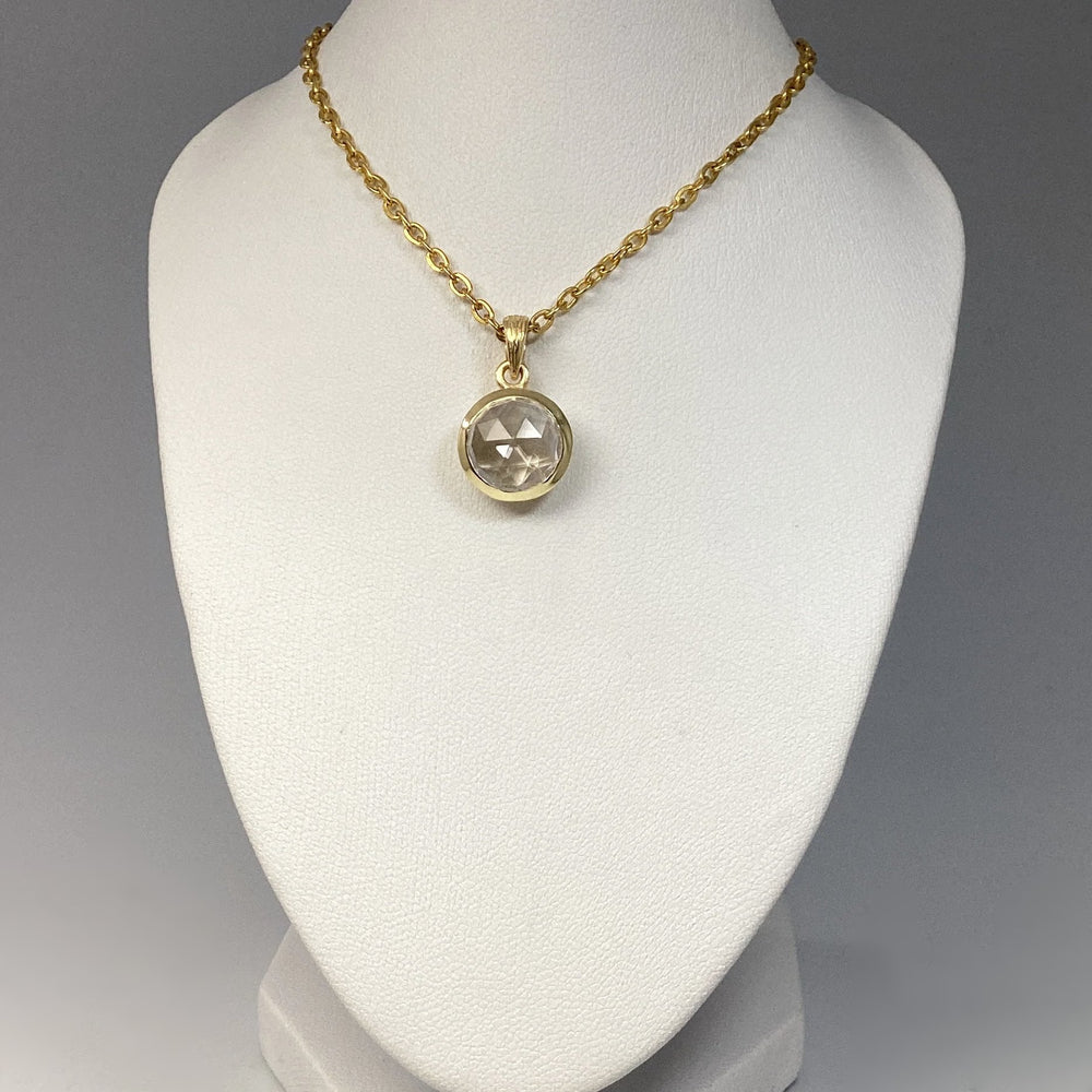 Clear Quartz Gold Finish Pendant - Rocks and Gems Canada