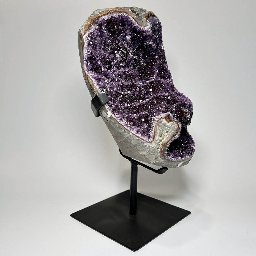 Large Amethyst Druze Cluster on Display Stand - Rocks and Gems Canada