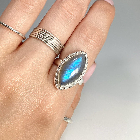 Labradorite Marquise Cut Ring - Rocks and Gems Canada