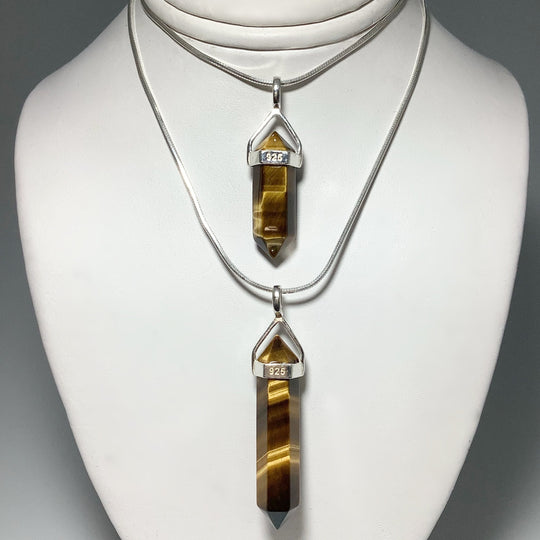 Gold Tiger Eye Double Terminated Point Pendant - Rocks and Gems Canada