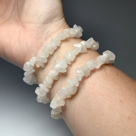 Milky Jade Chunky Chip Beaded Bracelet - Rocks and Gems Canada
