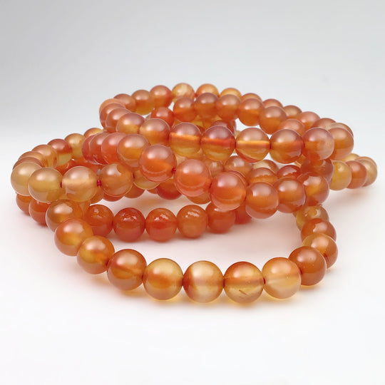 Light Carnelian Agate Beaded Bracelet - 8mm - Rocks and Gems Canada