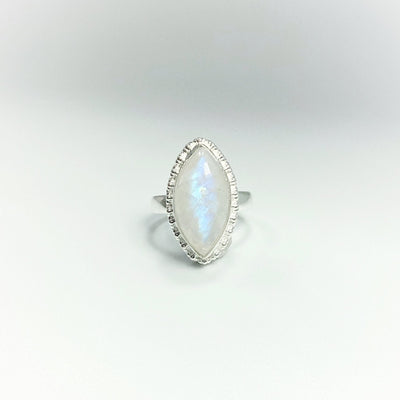 Rainbow Moonstone Marquise Cut Ring