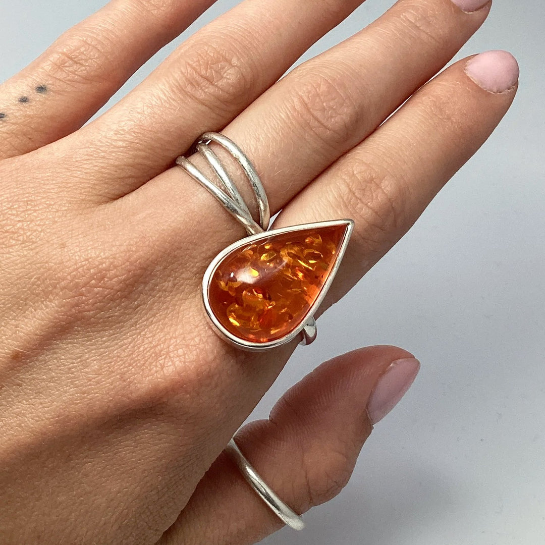 Cognac Amber Ring - Rocks and Gems Canada