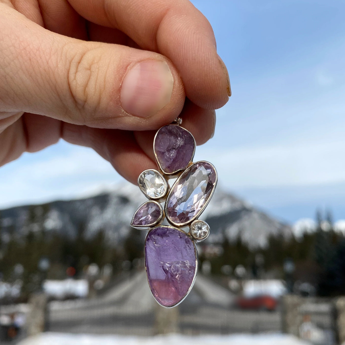 Amethyst and Clear Topaz Pendant