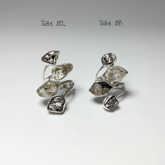 Campo Del Cielo Meteorite and Herkimer Diamond Adjustable Ring - Rocks and Gems Canada