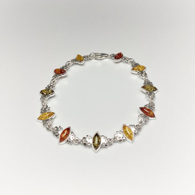 Mixed Amber Sterling Silver Bracelet