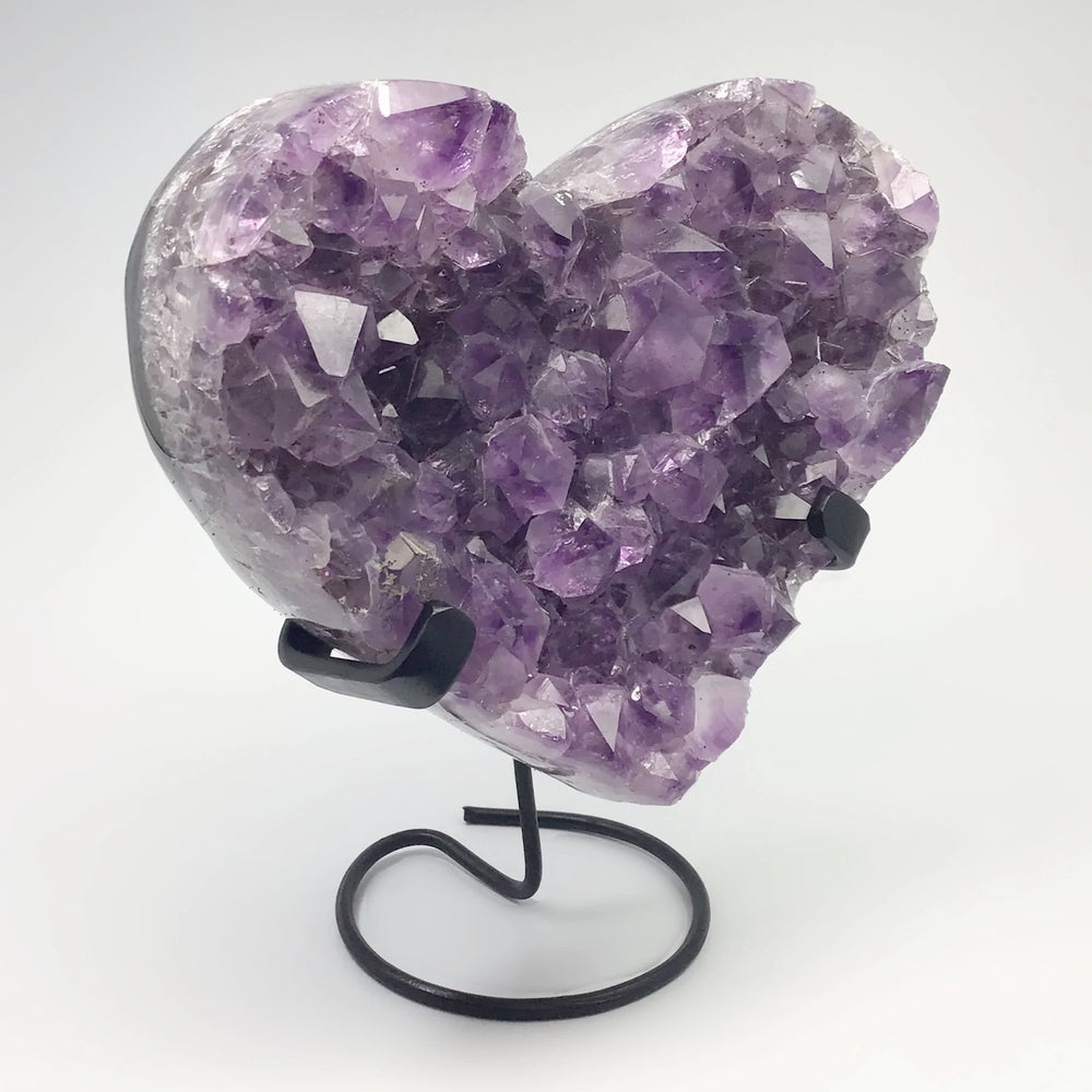 Amethyst Druze Cluster Heart On Stand - Rocks and Gems Canada